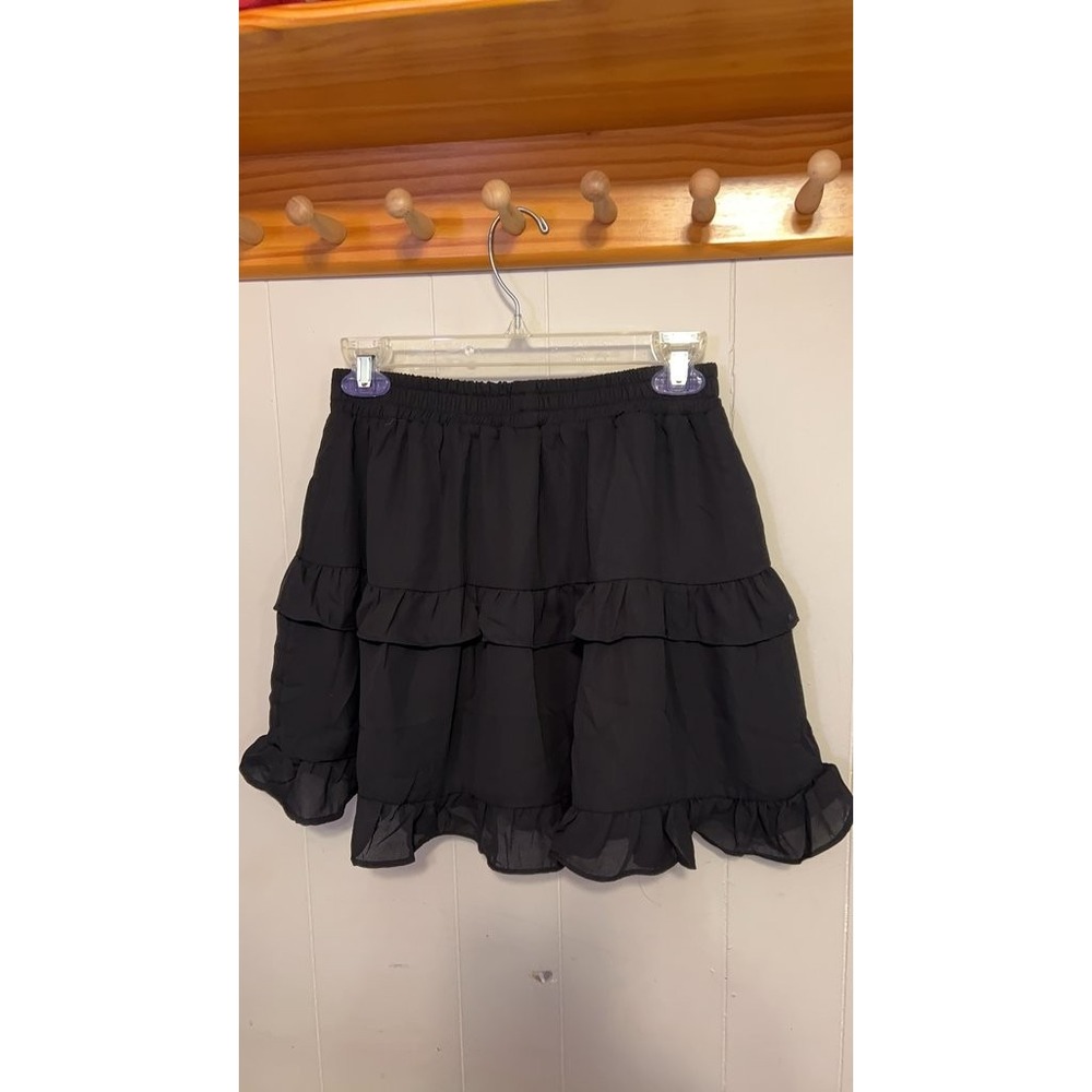 Black Ruffled Layered Skirt - Picture 2 of 3